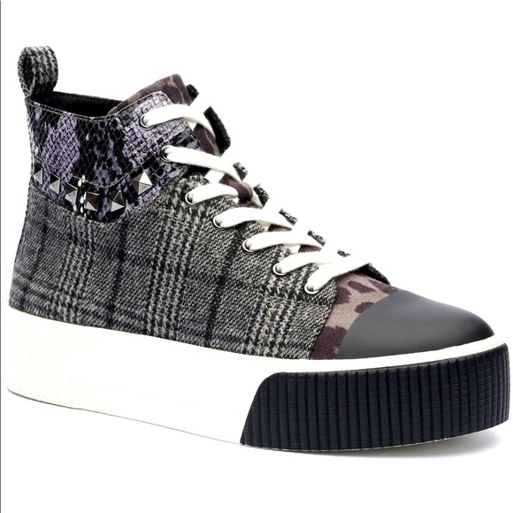 Jessica Simpson Shoes - Jessica Simpson Animal Print Black & White Mix Textile Platform High Top Sneaker